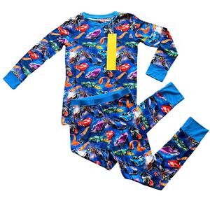 Hotwheels Bamboo Long Sleeve Two Piece Snug Fit Unisex Boys Girls Pajama Set